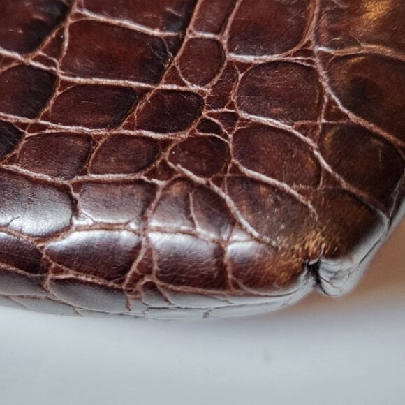 Brighton Card Case Heart Wallet Croc-Embrossed Leather - Picture 8 of 10